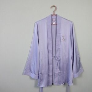 Savage X Fenty Kimono Robe Women XS S Purple Satin Lingerie Luxury Bridal 218